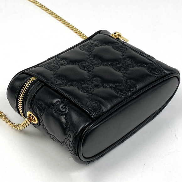 Gucci GG Matelasse Vanity Bag Shoulder Bag Chain Black Leather - Picture 2 of 10